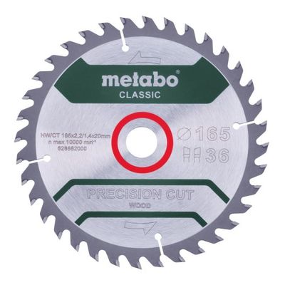 Metabo Accessoires Cirkelzaagblad | Precision Wood Classic | 165x20mm | Z36 WZ 15°/B - 628662000