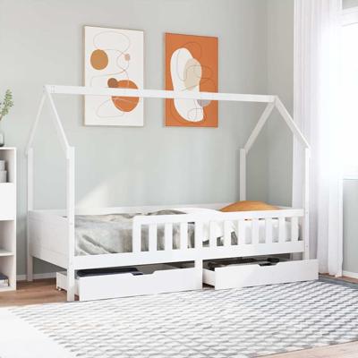 Kinderbedframe met lades 90x190 cm massief grenenhout