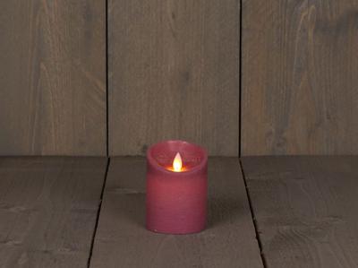 B.o.t. kaars wax rustiek bewegende vlam 7.5x10cm antiek roze 3xaaa/timer - Annas collection