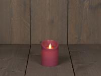 B.o.t. kaars wax rustiek bewegende vlam 7.5x10cm antiek roze 3xaaa/timer - Annas collection