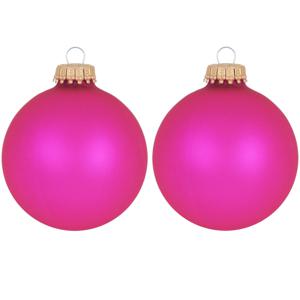 Krebs Kerstballen - bubbelgum roze - 8ST - glas - 7 cm