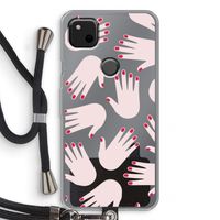 Hands pink: Pixel 4a Transparant Hoesje met koord