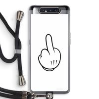 Middle finger white: Samsung Galaxy A80 Transparant Hoesje met koord