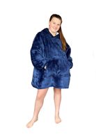 Fleece deken met mouwen & capuchon - kind - blauw