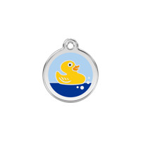 Rubber Duck Light Blue roestvrijstalen hondenpenning small/klein dia. 2 cm - Reddingo