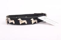 Leren halsband Teckel (klein) zwart