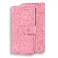 iPhone 13 hoesje - Bookcase - Pasjeshouder - Portemonnee - Mandalapatroon - Kunstleer - Roze - thumbnail