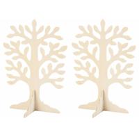 Houten decoratie boompje - Set van 3x stuks - 30 x 21,5 cm - knutselen - geldboom/wensboom - triplex