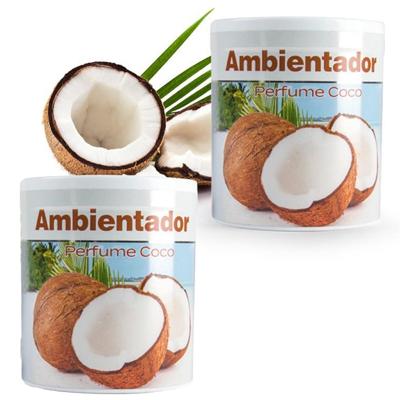 Geur gel Kokos geur - 2x - 95 gram - geur blikje - 6 x 7 cm - auto/interieurparfum/luchtverfrisser