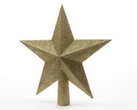 Piek plastic ster glitter diameter 19 cm licht goud - KSD - thumbnail
