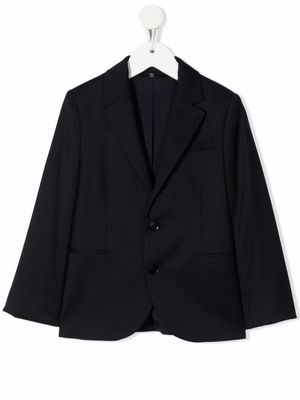 Emporio Armani Kids blazer en laine vierge à simple boutonnage - Bleu