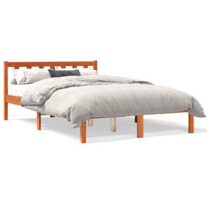 Bedframe massief grenenhout wasbruin 120x190 cm