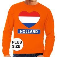 Oranje Holland hart vlag grote maten sweater / trui heren - thumbnail