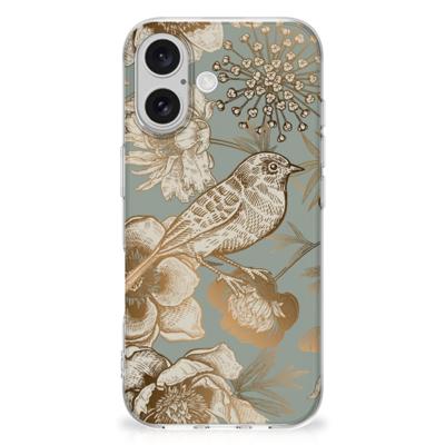 TPU Case voor iPhone 16 plus Vintage Bird Flowers