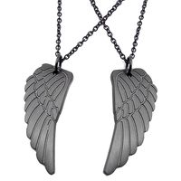 LGT Jewels liefdes ketting Edelstaal Angel Wing Zwart - thumbnail