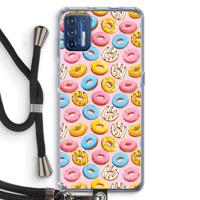 Pink donuts: Motorola Moto G9 Plus Transparant Hoesje met koord