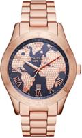 Michael Kors dames MK6395 &apos;Layton&apos; wereldkaart kristal Rosekleurig roestvrij stalen horloge