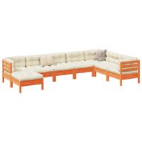 8-delige Loungeset met kussens massief grenenhout wasbruin