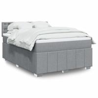 Boxspring met matras stof lichtgrijs 140x200 cm