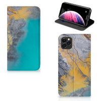 Apple iPhone 11 Pro Max Standcase Marble Blue Gold - thumbnail