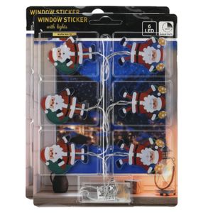 Raamstickers lichtsnoeren kerstmannen - 2x st - LED lampjes - op batterij