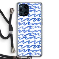 Blauwe golven: Oppo Find X3 Pro Transparant Hoesje met koord