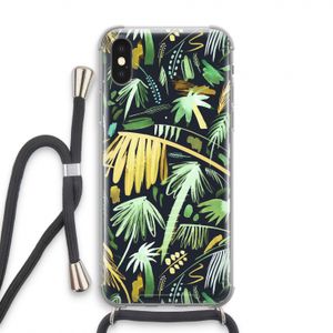 Tropical Palms Dark: iPhone X Transparant Hoesje met koord