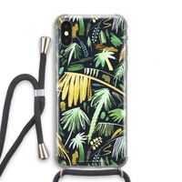Tropical Palms Dark: iPhone X Transparant Hoesje met koord