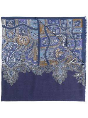ETRO écharpe en soie mélangée à motif cachemire - Bleu