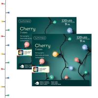 Lumineo feestverlichting - 2x - gekleurd - 120 led lampjes - 9 meter - twinkle - lichtsnoeren