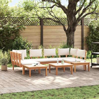 Tuinbankset met kussen met opslag 4 pcs Bruin en Crème
