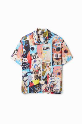 Korte mouwen shirt met popprint. - BLUE - XXL