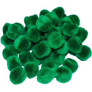 Pompons - 70x - donker groen - 25 mm - hobby/knutsel materialen