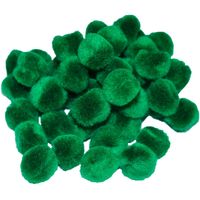 Pompons - 70x - donker groen - 25 mm - hobby/knutsel materialen - thumbnail