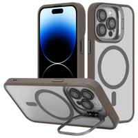 Cadorabo Hoesje geschikt voor Apple iPhone 15 PRO MAX Case in Grijs geschikt voor MagSafe met cameralensbescherming