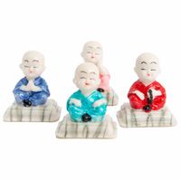 Happy Boeddha Beeld Lotushouding - set van 4 - ca. 7 cm