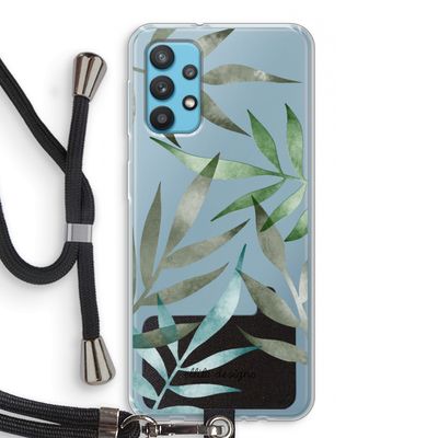 Tropical watercolor leaves: Samsung Galaxy A32 4G Transparant Hoesje met koord