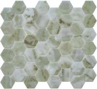 Mozaiek Valencia Hexagon Marmerprint Groen 4,4x5,0 Mozaiek Valencia Hexagon Marmerprint Groen 4,4x5,0