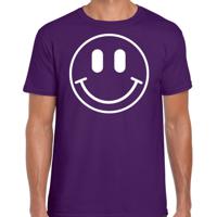 Verkleed T-shirt voor heren - smiley - paars - carnaval - foute party - feestkleding