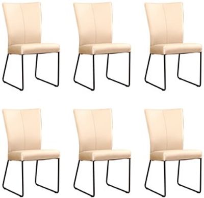 Set van 6 Taupe leren industriële eetkamerstoelen Mate - Toledo Leer Mastic (taupe leer)
