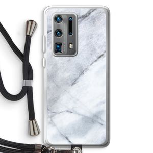 Witte marmer: Huawei P40 Pro Plus Transparant Hoesje met koord