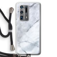Witte marmer: Huawei P40 Pro Plus Transparant Hoesje met koord
