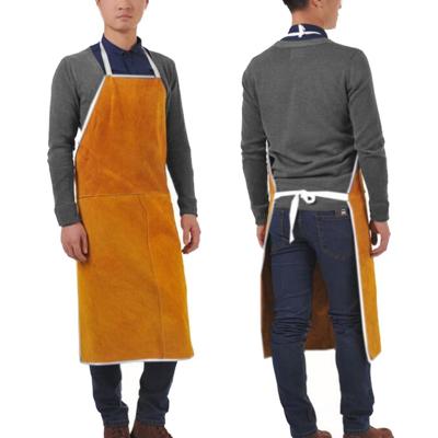 Volledige lederen elektrische lassen schort hoge temperatuur brandwerende ster splash beschermende kleding (oranje)