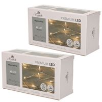 Set van 2x stuks kerstverlichting warm wit 40 lampjes 400 cm lichtsnoer met timer - thumbnail