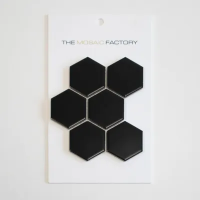 The Mosaic Factory Barcelona Mozaiek Tegel Hexagon - Zwart Porselein Geglazuurd 281x325 mm
