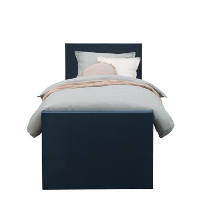 Leen Bakker - Boxspring Met Voetbord Liv Egaal - 90x200 Cm - Ronde Poot - Stof/Velvet - Blauw