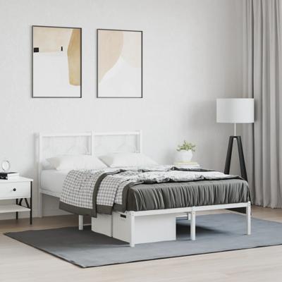 Bedframe met hoofdbord metaal wit 120x190 cm