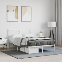 Bedframe met hoofdbord metaal wit 120x190 cm