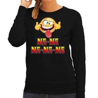Funny emoticon sweater Ne ne ne ne ne zwart dames