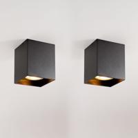 2x Astra nero by LUSENZ - Kubusvormige opbouwspot in volledig matzwart design met enkele lichtbron
